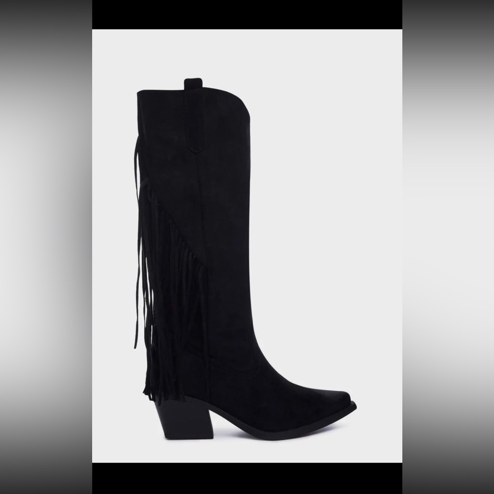 Black fringe cowgirl boots